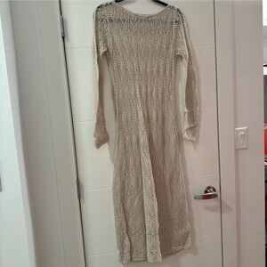 NWT Abercrombie Long-Sleeve Crochet-Style Maxi Dress Coverup